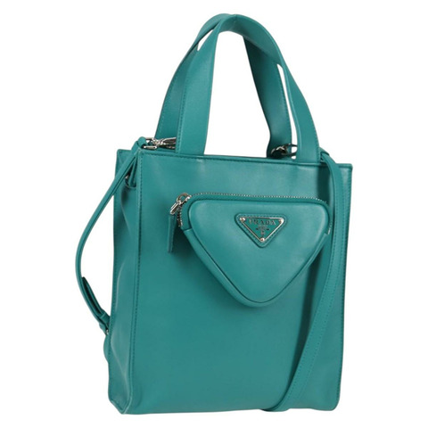 PRADA 手提包 皮革 2 款可選 綠松石 銀色 正品 136608V