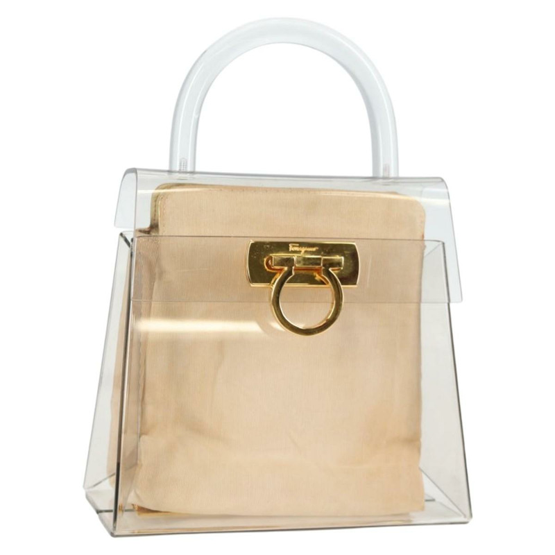 【日本直送】Salvatore Ferragamo 手提包 塑膠 透明 金色 正品 138346A-0
