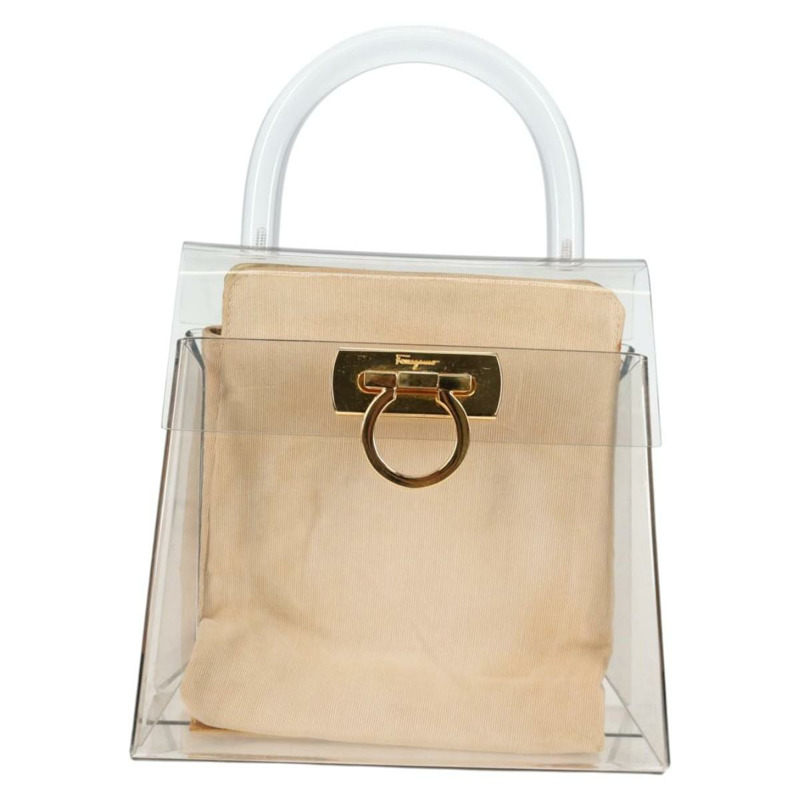 【日本直送】Salvatore Ferragamo 手提包 塑膠 透明 金色 正品 138346A-12