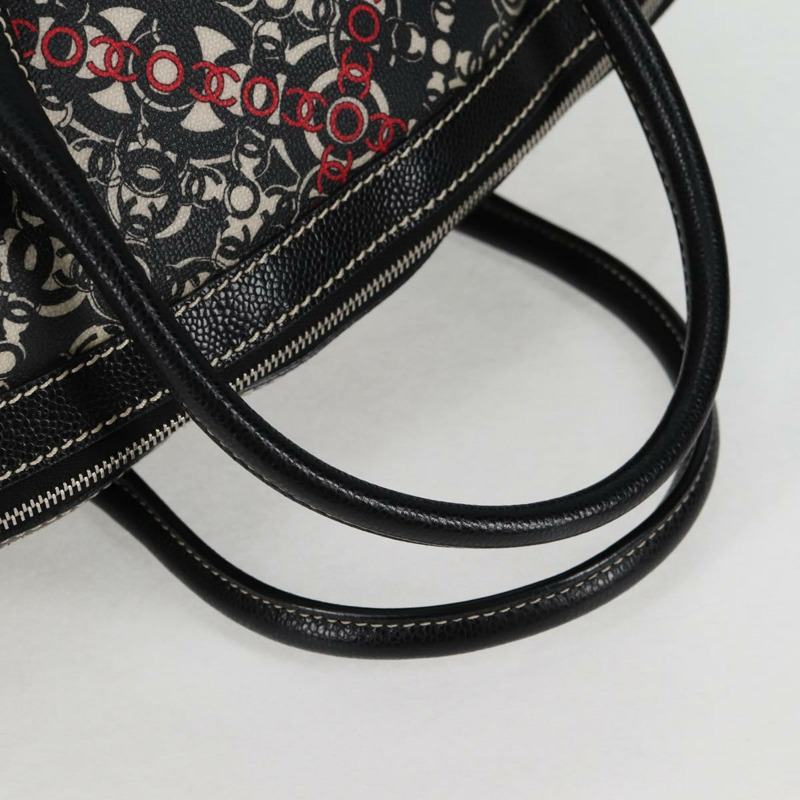 【日本直送】香奈兒 Coco 旅行波士頓包 PVC 黑色銀色 CC 正品 134999A-6