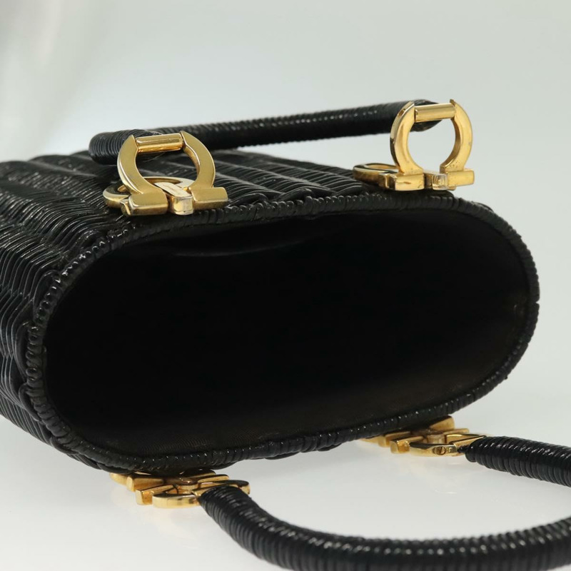 【日本直送】Salvatore Ferragamo Gancini 手提包 藤條 黑金 正品 138876A-5