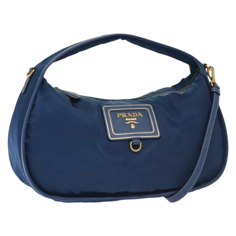 【日本直送】PRADA 手提包 尼龍 2way 藍色 金色 正品 138847-0