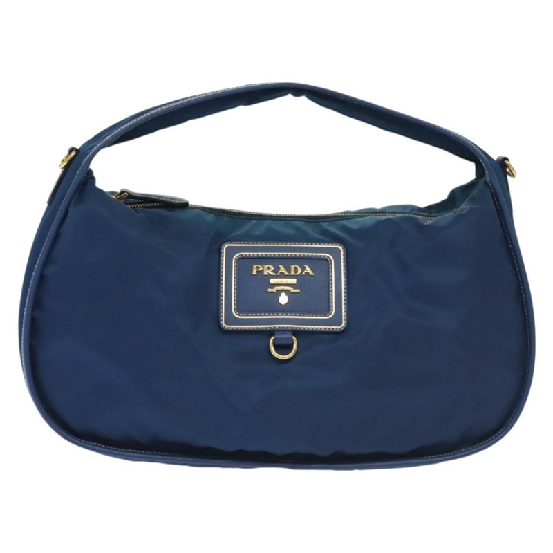 【日本直送】PRADA 手提包 尼龍 2way 藍色 金色 正品 138847-12