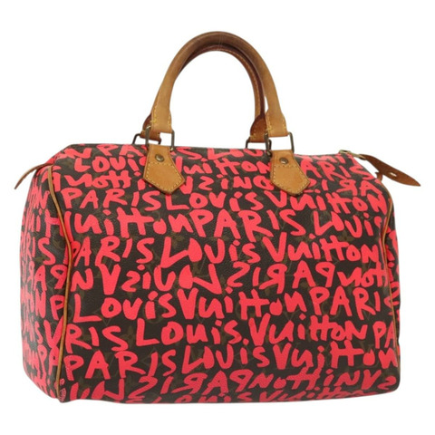 路易威登 Monogram Graffiti Speedy 30 手提包粉紅色 M93704 LV 授權 138959A