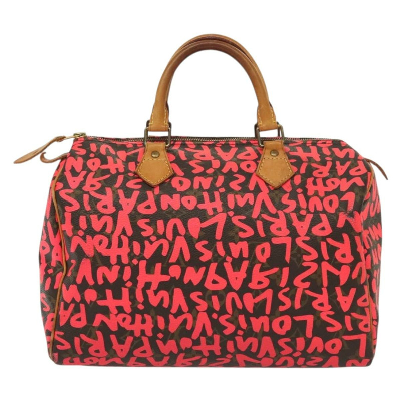 【日本直送】路易威登 Monogram Graffiti Speedy 30 手提包粉紅色 M93704 LV 正品 138959A-1