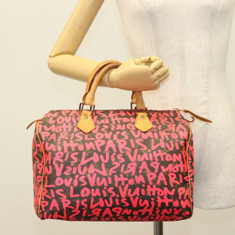 【日本直送】路易威登 Monogram Graffiti Speedy 30 手提包粉紅色 M93704 LV 正品 138959A-22