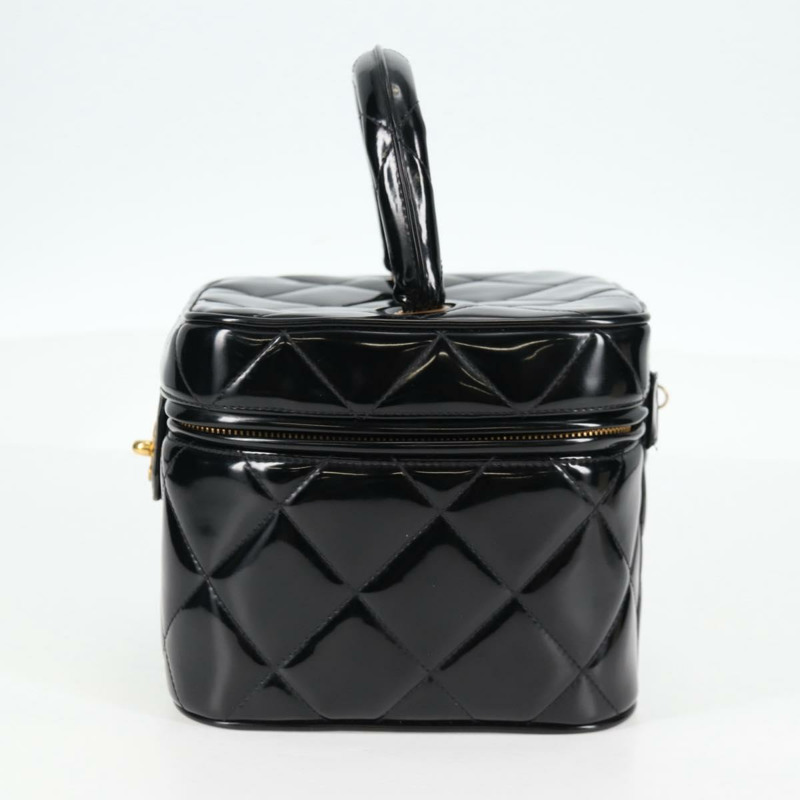 【日本直送】香奈兒 Matelasse Vanity 手提包 漆皮 黑金 CC 正品 fm4820V-2