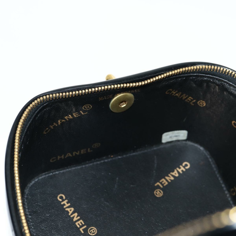 【日本直送】香奈兒 Matelasse Vanity 手提包 漆皮 黑金 CC 正品 fm4820V-20