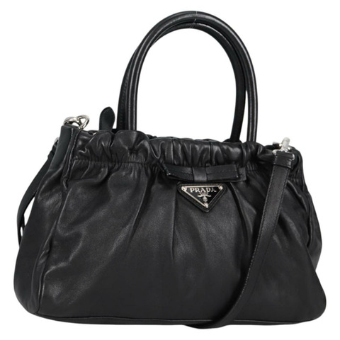 PRADA 手提包 皮革 2 款 黑色 銀色 正品 137970A