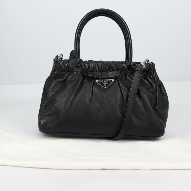 【日本直送】PRADA 手提包 皮革 2 款 黑色 銀色 正品 137970A-11