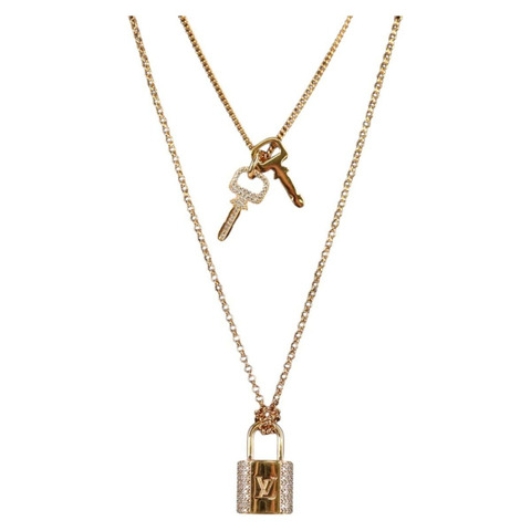 LOUIS VUITTON LV 掛鎖項鍊金屬金色 M01593 LV 授權 138948