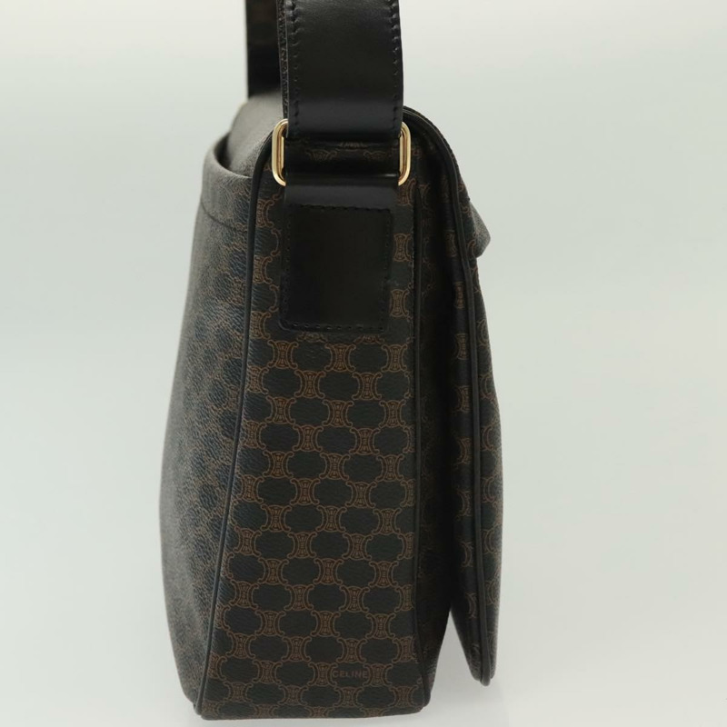【日本直送】CELINE Macadam 帆布肩背包 PVC 皮革 黑金色 正品 137858-3