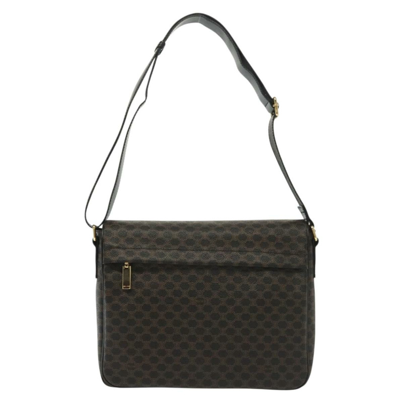 【日本直送】CELINE Macadam 帆布肩背包 PVC 皮革 黑金色 正品 137858-12