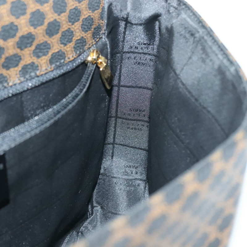 【日本直送】CELINE Macadam 帆布肩背包 PVC 皮革 黑金色 正品 137858-20