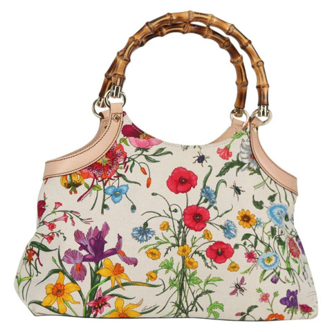 GUCCI 竹節花卉單肩包 帆布 多色 金色 137395 正品 137847A