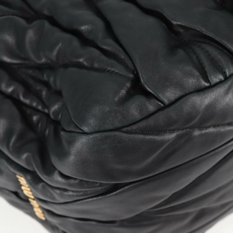 【日本直送】Miu Miu Matelasse 手提包 皮革 黑金 正品 137930A-8