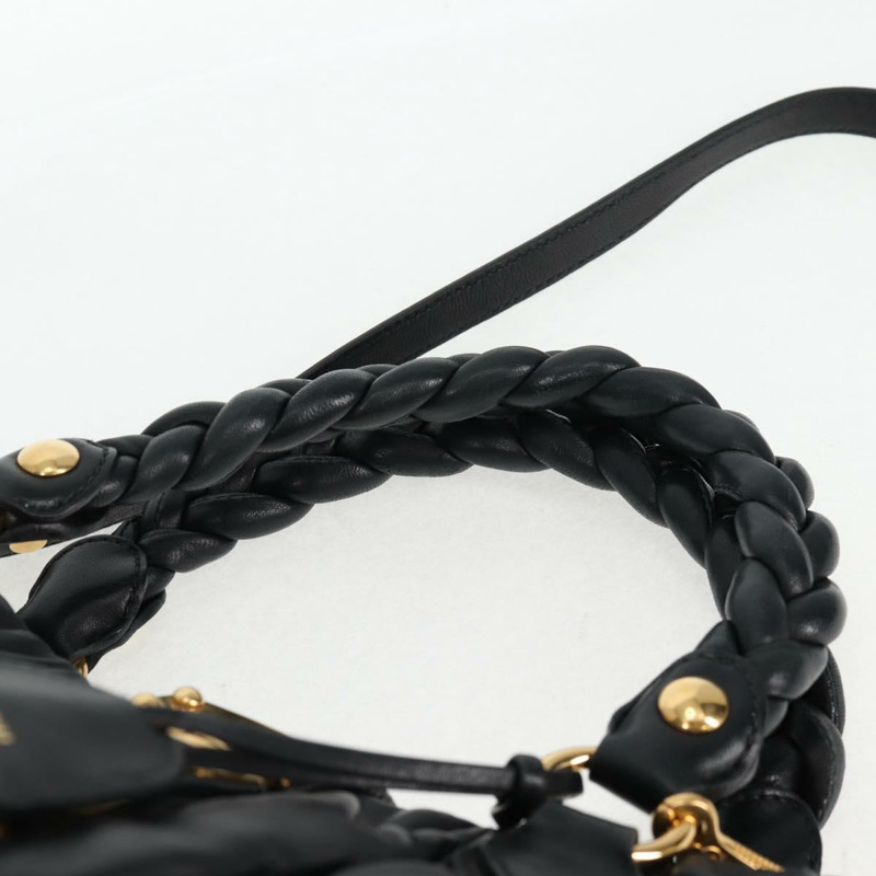 【日本直送】Miu Miu Matelasse 手提包 皮革 黑金 正品 137930A-13