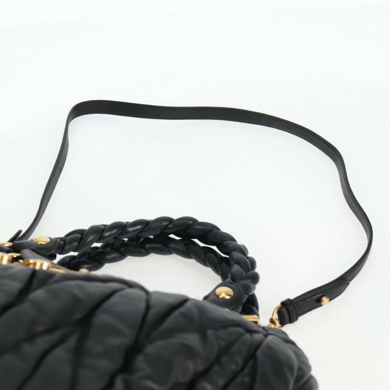【日本直送】Miu Miu Matelasse 手提包 皮革 黑金 正品 137930A-14
