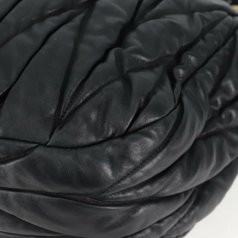 【日本直送】Miu Miu Matelasse 手提包 皮革 黑金 正品 137930A-15