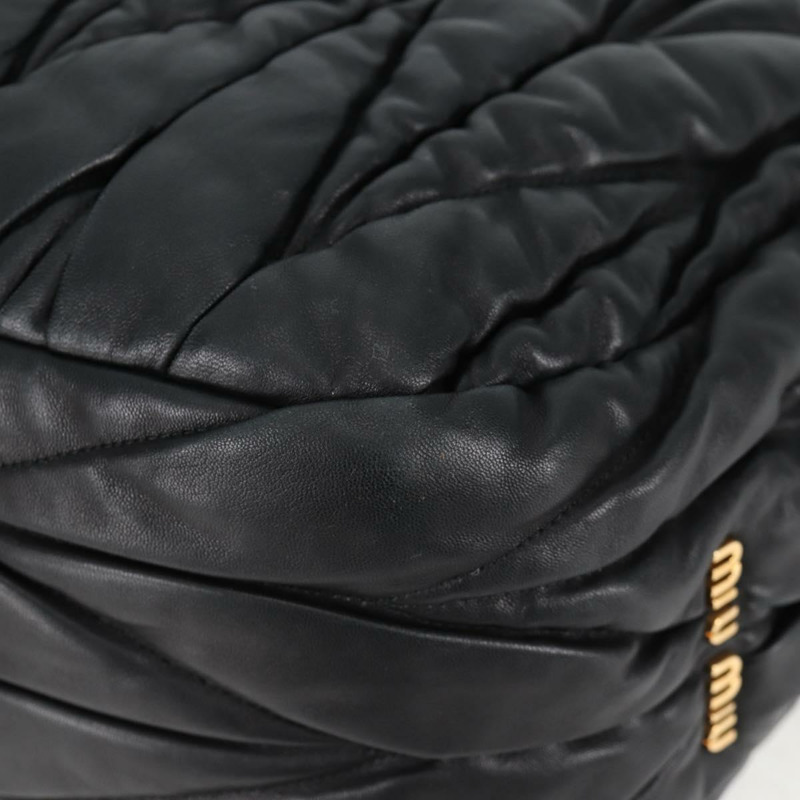 【日本直送】Miu Miu Matelasse 手提包 皮革 黑金 正品 137930A-17