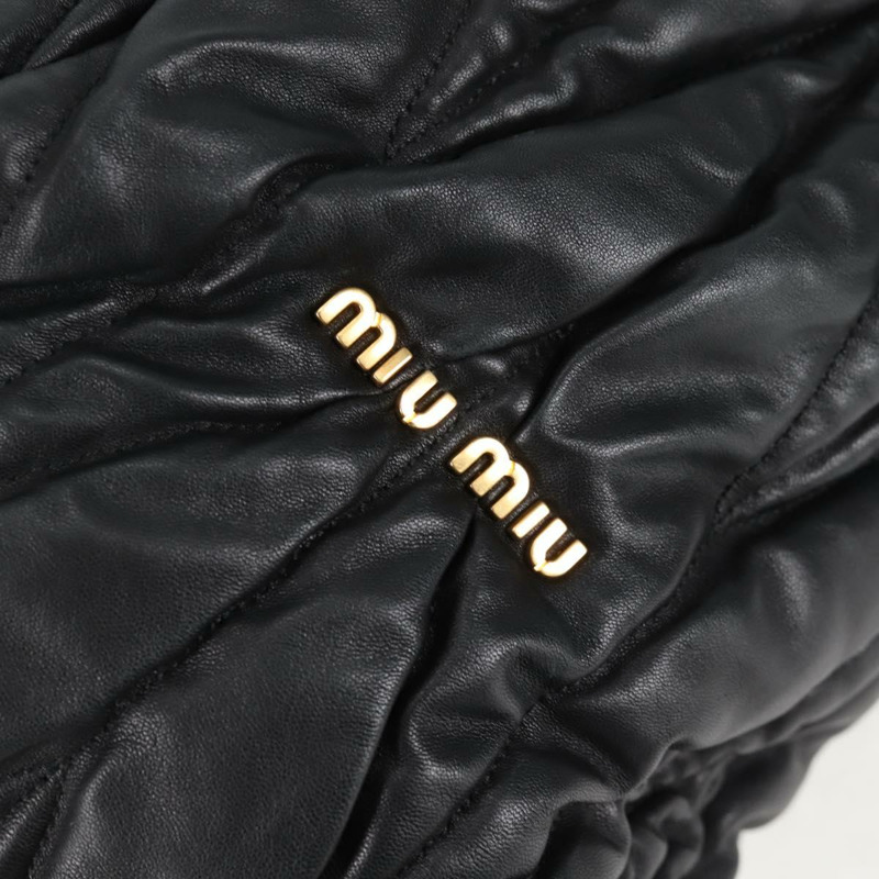 【日本直送】Miu Miu Matelasse 手提包 皮革 黑金 正品 137930A-18