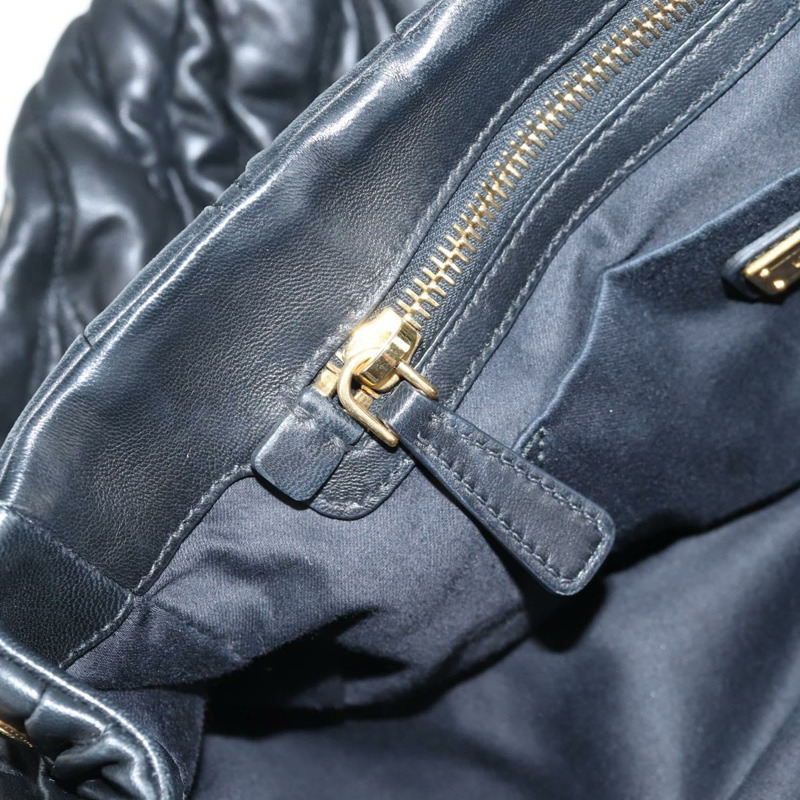 【日本直送】Miu Miu Matelasse 手提包 皮革 黑金 正品 137930A-23