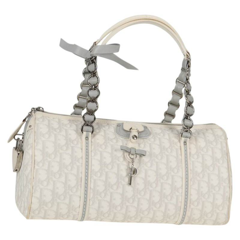 【日本直送】Christian Dior Trotter Romantic 鏈條單肩包 PVC 白色銀色 正品 139602V-0