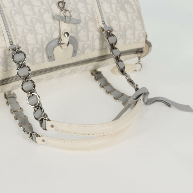 【日本直送】Christian Dior Trotter Romantic 鏈條單肩包 PVC 白色銀色 正品 139602V-6