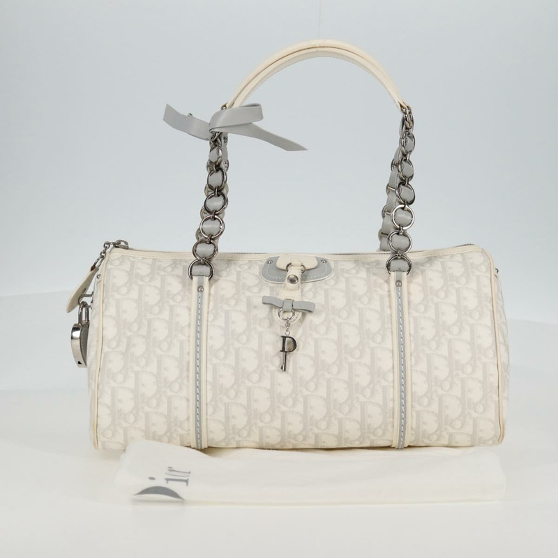 【日本直送】Christian Dior Trotter Romantic 鏈條單肩包 PVC 白色銀色 正品 139602V-11