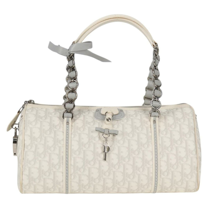 【日本直送】Christian Dior Trotter Romantic 鏈條單肩包 PVC 白色銀色 正品 139602V-12
