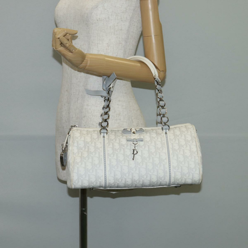 【日本直送】Christian Dior Trotter Romantic 鏈條單肩包 PVC 白色銀色 正品 139602V-23