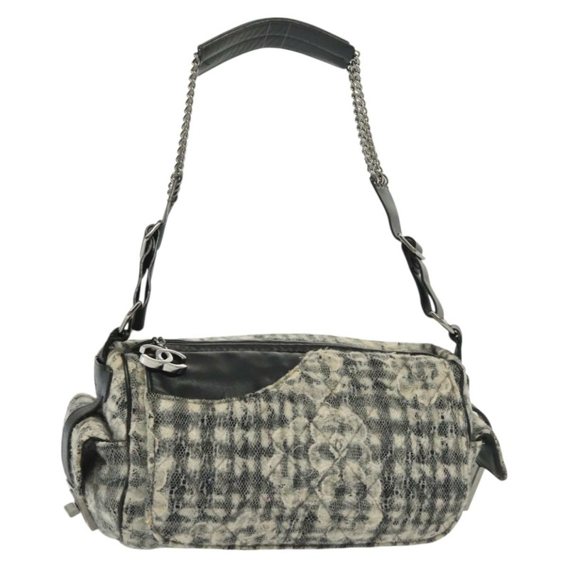 【日本直送】香奈兒 Matelasse 鏈條單肩包 花呢 白色銀色 CC 正品 139601-0