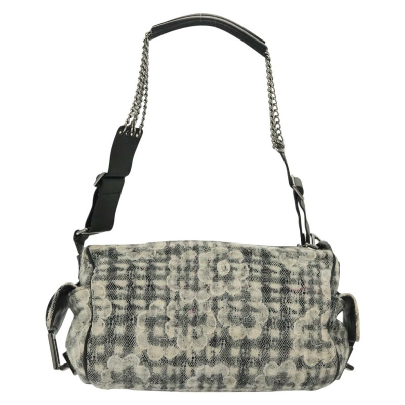 【日本直送】香奈兒 Matelasse 鏈條單肩包 花呢 白色銀色 CC 正品 139601-1