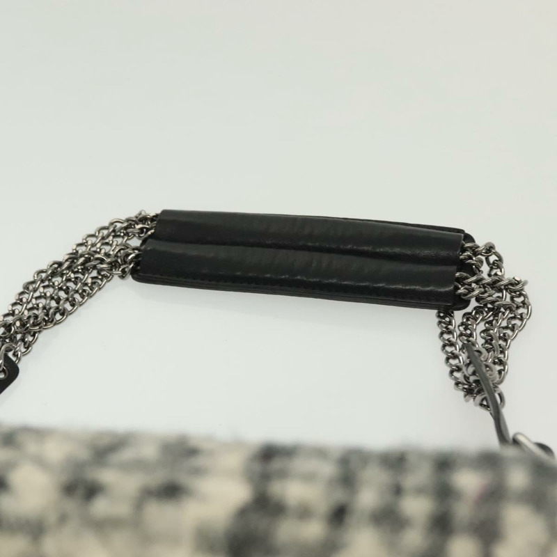【日本直送】香奈兒 Matelasse 鏈條單肩包 花呢 白色銀色 CC 正品 139601-13
