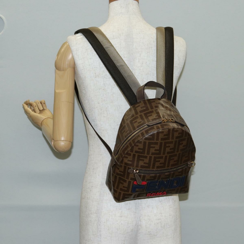 【日本直送】FENDI Zucca 背包 PVC FILA 合作款棕金正品 BA4876-28