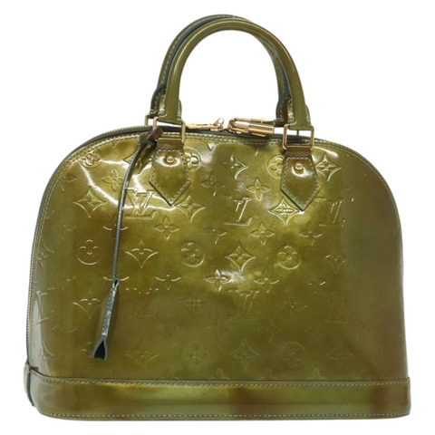 路易威登 Monogram Vernis Alma PM 手提包 Veil Olive M91582 LV Auth 139401