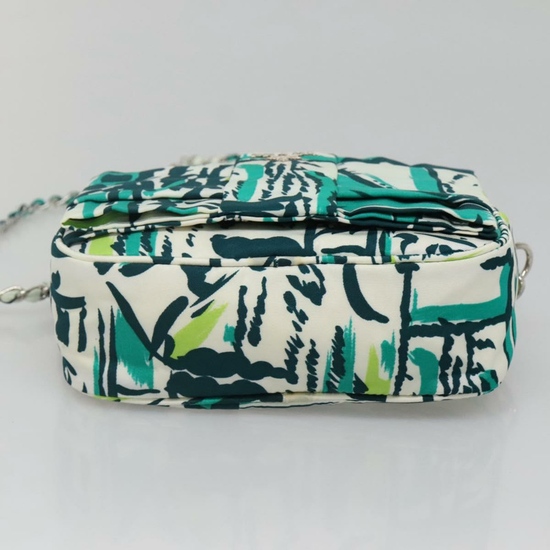【日本直送】PRADA 鏈條單肩包 尼龍 綠銀 正品 139976-4