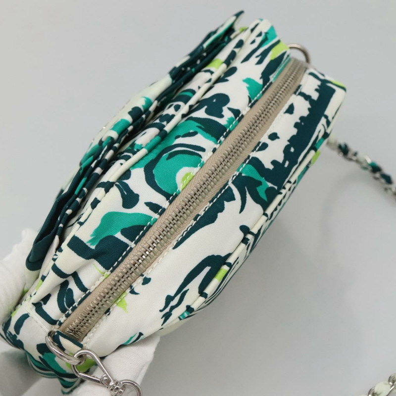 【日本直送】PRADA 鏈條單肩包 尼龍 綠銀 正品 139976-5