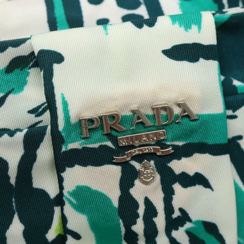 【日本直送】PRADA 鏈條單肩包 尼龍 綠銀 正品 139976-7