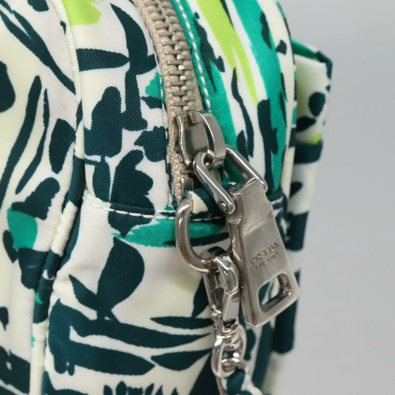 【日本直送】PRADA 鏈條單肩包 尼龍 綠銀 正品 139976-8