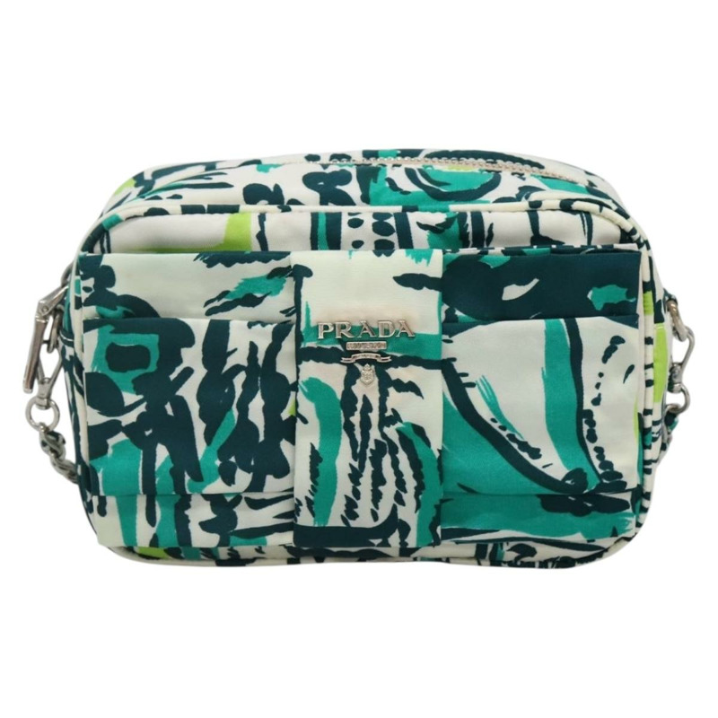 【日本直送】PRADA 鏈條單肩包 尼龍 綠銀 正品 139976-12