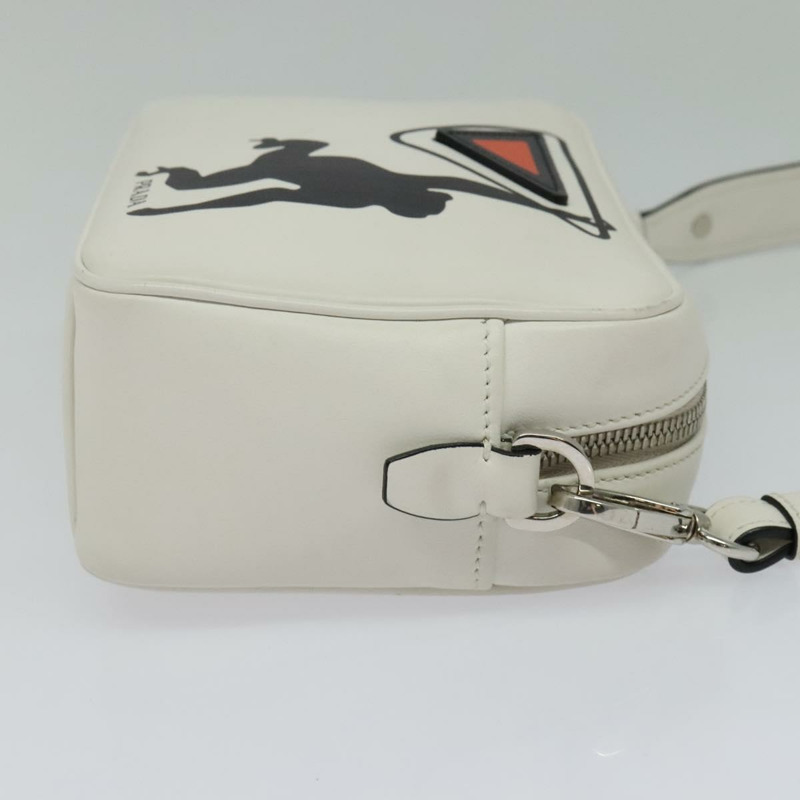 【日本直送】PRADA 單肩包 皮革 白色 銀色 正品 BA5096-3