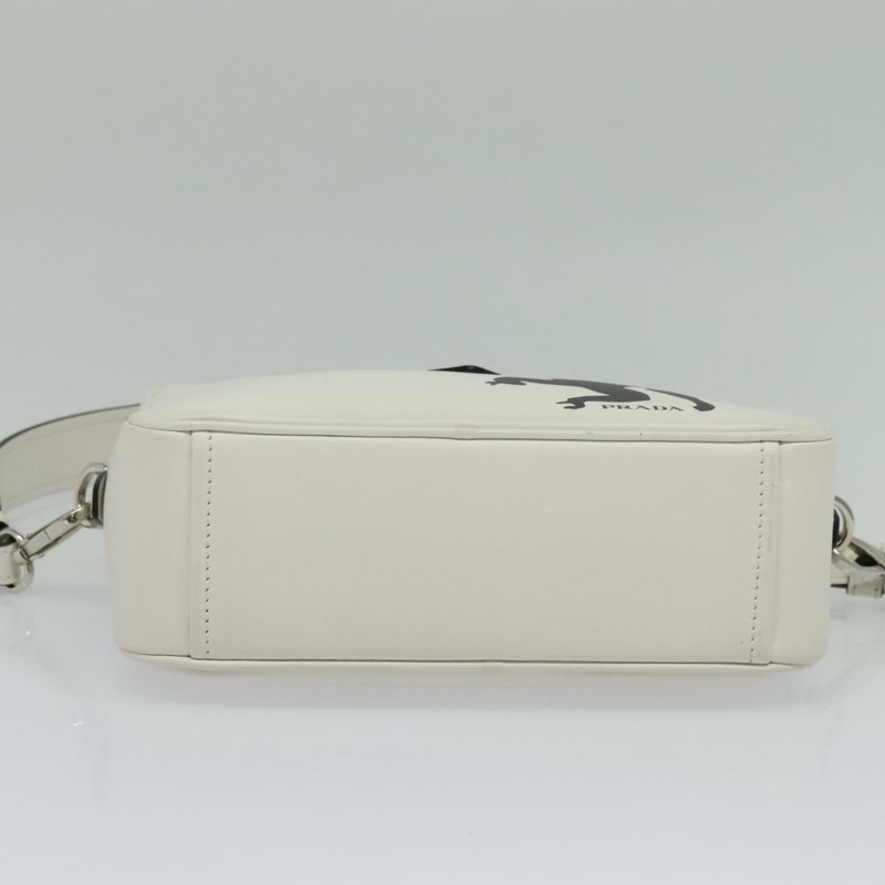 【日本直送】PRADA 單肩包 皮革 白色 銀色 正品 BA5096-4