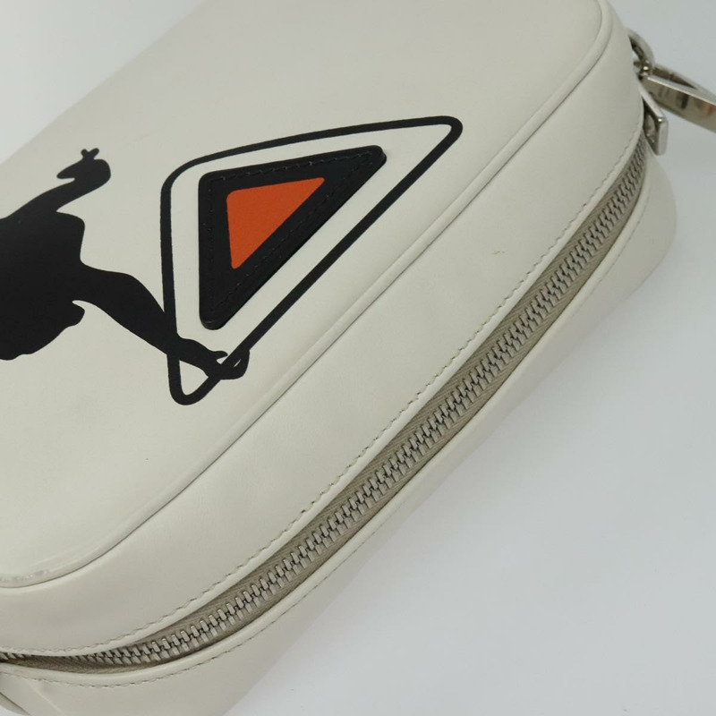 【日本直送】PRADA 單肩包 皮革 白色 銀色 正品 BA5096-5