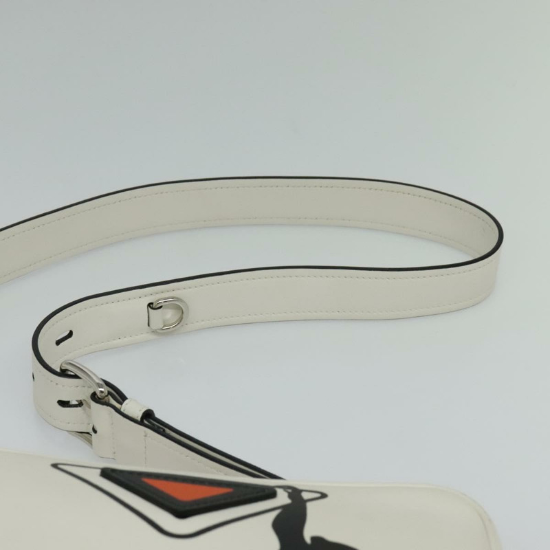 【日本直送】PRADA 單肩包 皮革 白色 銀色 正品 BA5096-13