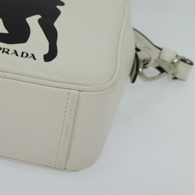 【日本直送】PRADA 單肩包 皮革 白色 銀色 正品 BA5096-14