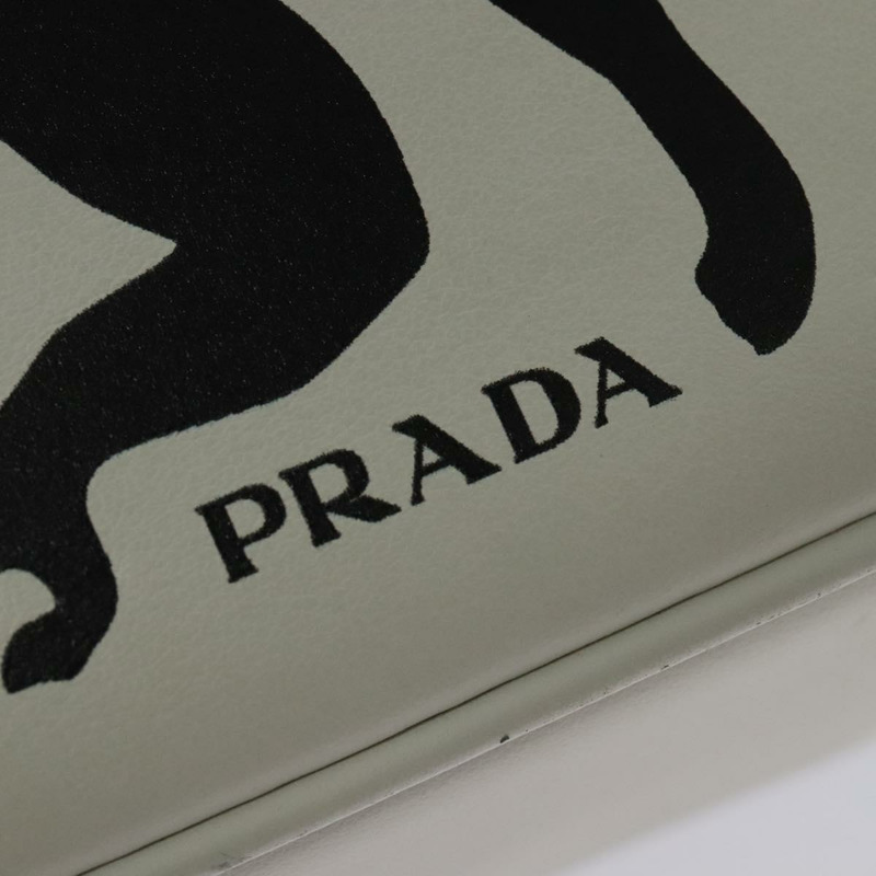 【日本直送】PRADA 單肩包 皮革 白色 銀色 正品 BA5096-17