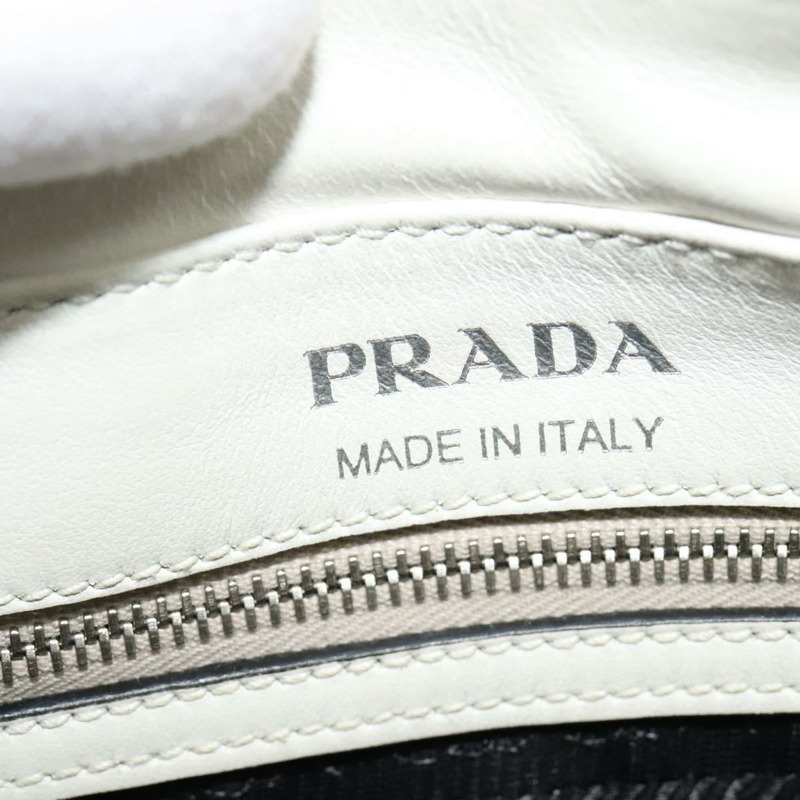 【日本直送】PRADA 單肩包 皮革 白色 銀色 正品 BA5096-18