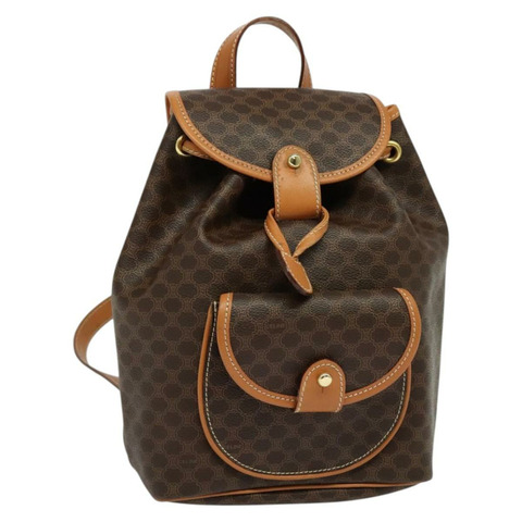 CELINE Macadam 背包 PVC 皮革棕金色正品 yk19307