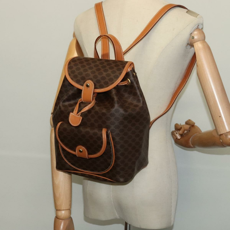 【日本直送】CELINE Macadam 背包 PVC 皮革棕金色正品 yk19307-21